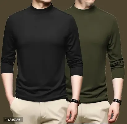 Reliable Multicoloured Polyester Solid High Neck Tees For Men
