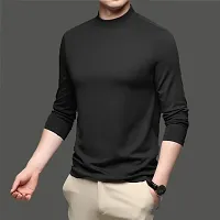 Stylish Polyester Full Sleeves Solid Turtle Neck High Neck T-Shirt For Men Pack Of 2-thumb1