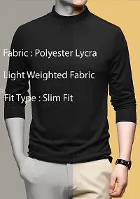 Stylish Polyester Full Sleeves Solid Turtle Neck High Neck T-Shirt For Men Pack Of 2-thumb2