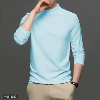 Reliable Multicoloured Polyester Solid High Neck Tees For Men-thumb2