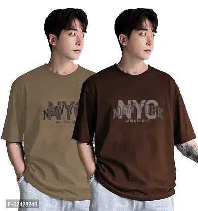 Stylish Cotton Oversized T-Shirt for Men Pack of 2-thumb0