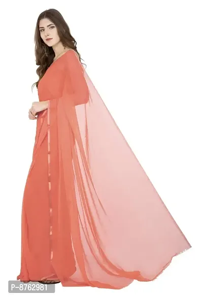 LIME Women's Chiffon Saree With Blouse Piece (32-peach-sare_Peach)