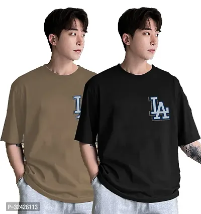 Stylish Cotton Oversized T-Shirt for Men Pack of 2-thumb0