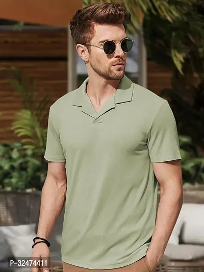 Stylish Polyester Blend Solid Tshirt for Men-thumb0