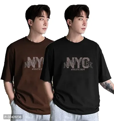 Stylish Cotton Oversized T-Shirt for Men Pack of 2-thumb0