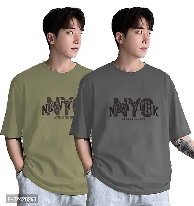 Stylish Cotton Oversized T-Shirt for Men Pack of 2-thumb0