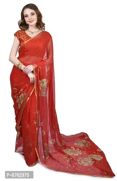 Clafoutis Chiffon Floral Printed Saree for Women's with Blouse Piece-thumb0