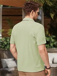 Reliable Green Polyester Blend Solid Polo T-Shirt For Men-thumb1