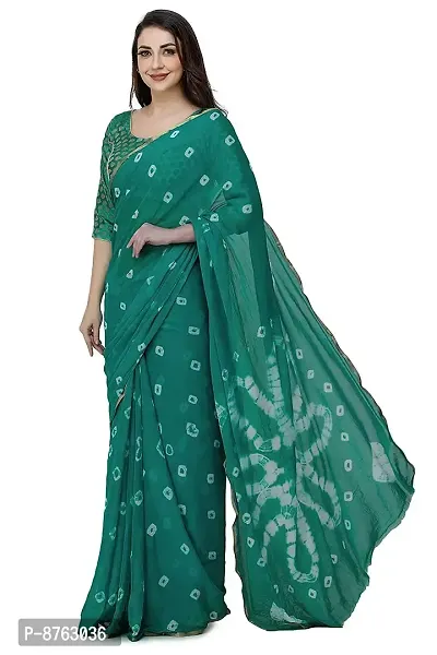 clafoutis Women's Woven Pure Chiffon Saree With Blouse Piece (57-red-sarii_green),5.5 meters-thumb2