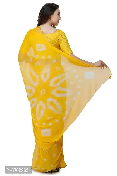 LIME Women's Chanderi Pure Chiffon Saree With Unstiched Blouse Piece (56-yellow-saree_Yellow)-thumb3