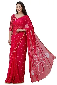 clafoutis Women's Woven Pure Chiffon Saree With Blouse Piece (57-red-sarii_Dark Pink), Darkpink, 5.5 meters-thumb1