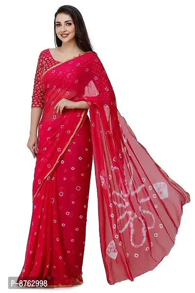 clafoutis Women's Woven Pure Chiffon Saree With Blouse Piece (57-red-sarii_Dark Pink), Darkpink, 5.5 meters-thumb2