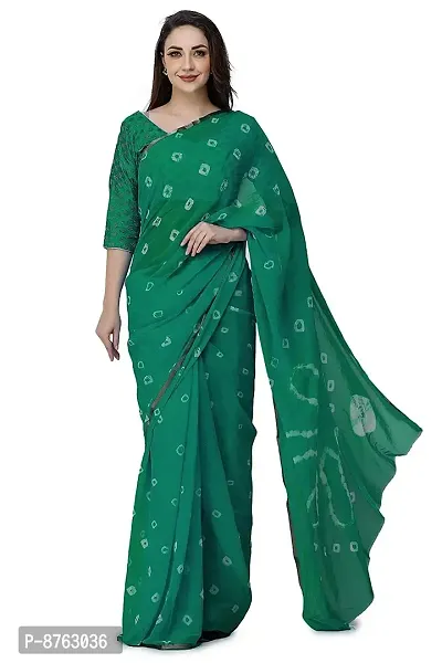 clafoutis Women's Woven Pure Chiffon Saree With Blouse Piece (57-red-sarii_green),5.5 meters-thumb0