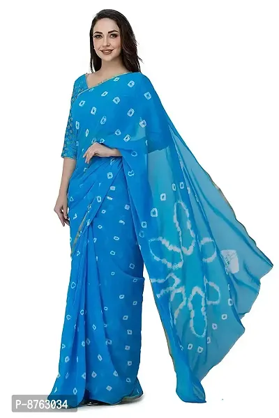 clafoutis Women's Woven Chiffon Saree With Blouse Piece (57-red-sarii_Sky Blue), 5.5 meters-thumb2