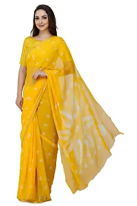 LIME Women's Chanderi Pure Chiffon Saree With Unstiched Blouse Piece (56-yellow-saree_Yellow)-thumb1