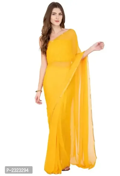 golden bordered plain colored sari with brocade work blouse