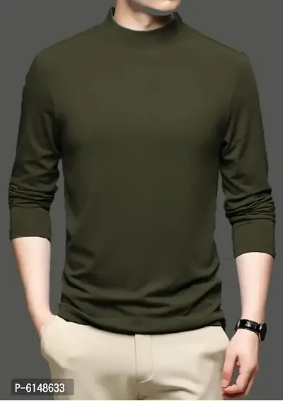 Half High Neck Solid Full sleeves Skiny Fit T shirt for men
