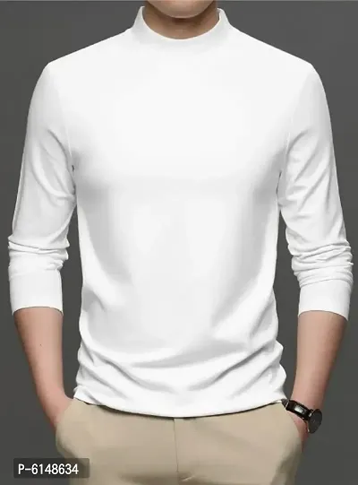 Half High Neck Solid Full sleeves Skiny Fit T shirt for men-thumb0