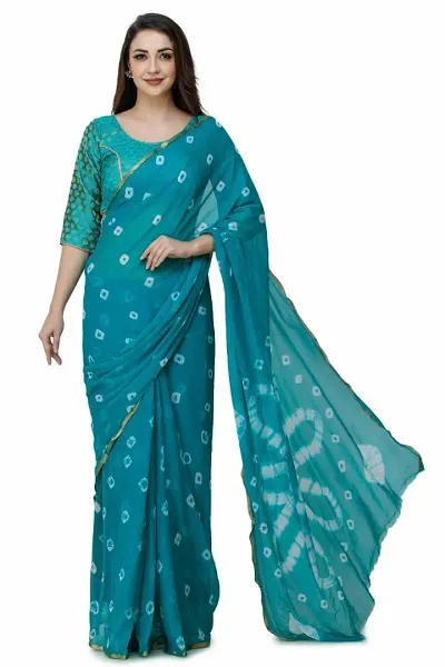 Glamorous Chiffon Saree with Blouse piece 