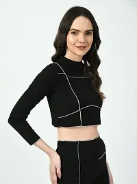 Women's abstract full sleeve's crop top-thumb3