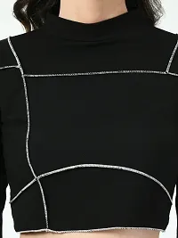 Women's abstract full sleeve's crop top-thumb2