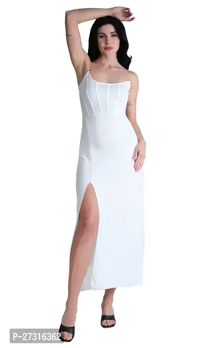 Women square neck white bodycon dress