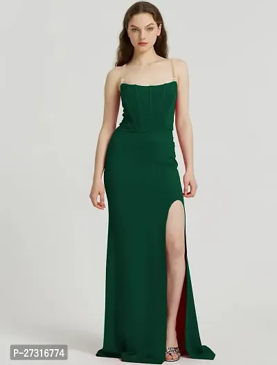 Women square neck green bodycon dress-thumb0