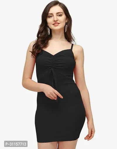 Women Black bodycon knee length dress