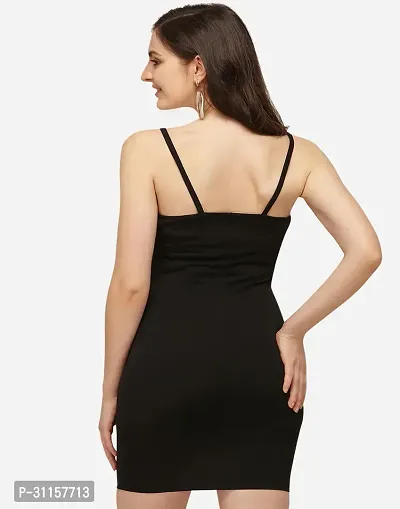 Women Black bodycon knee length dress-thumb4