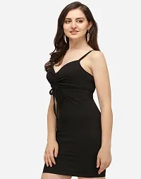 Women Black bodycon knee length dress-thumb2