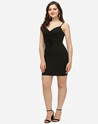 Women Black bodycon knee length dress-thumb1