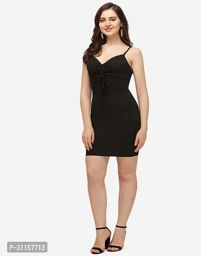 Women Black bodycon knee length dress-thumb2