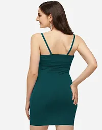 Women Teal Color bodycon knee length dress-thumb3