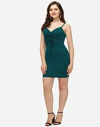 Women Teal Color bodycon knee length dress-thumb4