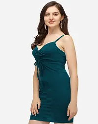 Women Teal Color bodycon knee length dress-thumb1