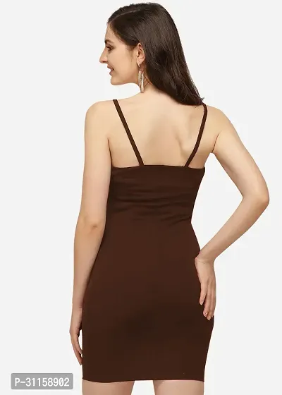 Women Brown bodycon knee length dress-thumb4