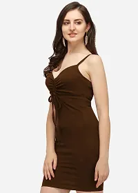 Women Brown bodycon knee length dress-thumb4