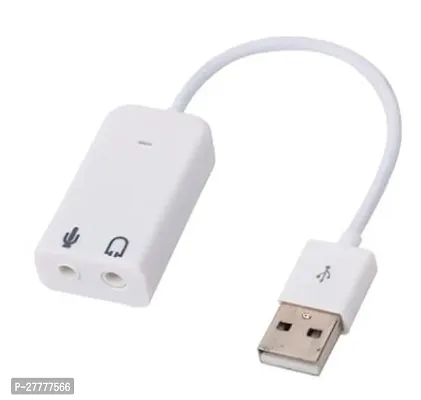 Channel USB External Sound Card Audio Adapter with Mic - White-thumb0