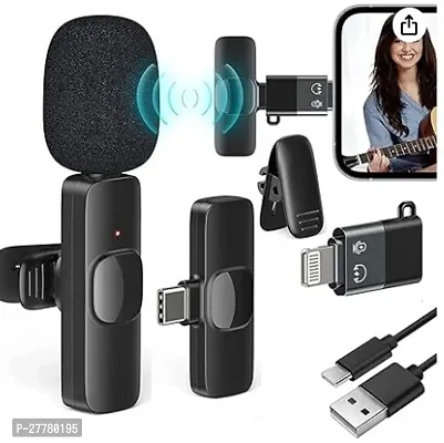 SRIOM Enterprises Wireless Collar Mic for Type-C Android Cell Phone,Tablets  iPhone Supported Lavalier Microphone, Noise Reduction Lapel Mike -Shoots,Youtubers, Video Recording,Facebook,Live Stream-thumb0