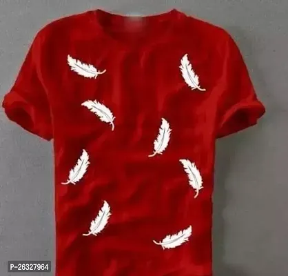 Reliable Red Cotton Blend Printed Round Neck Tees For Men-thumb0