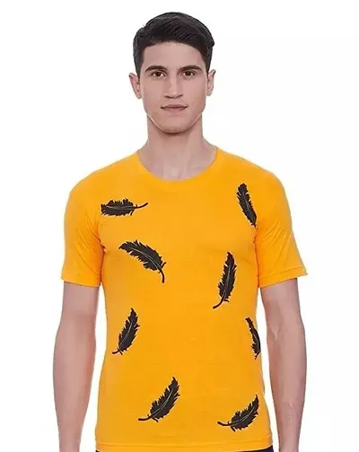 The Fabshopper Leaf Round Neck T-Shirt for Men's