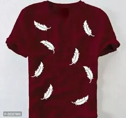 Reliable Maroon Cotton Blend Printed Round Neck Tees For Men-thumb0