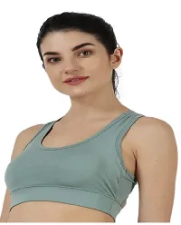 NDLESS SPORTS Solid Polyester Blend Non-Wired Soft Padded Sports Bra for Cycling, Racing, Excercise & Fitness-thumb3