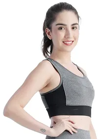 Ndless Sports Polyester Blend Wireless Padded Sports Bra for Yoga, Running, Fitness & Gym (Grindel & Black, Medium)-thumb2