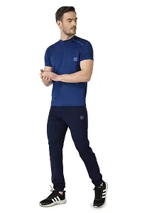 NDLESS SPORTS Men?s Combo of Crushed Fabric Reflective T-Shirt & Solid Jogger for Exercise, Sports & Running Navy Blue-thumb1