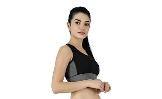 NDLESS SPORTS Polyester Blend Wireless Padded Sports Bra for Yoga, Running, Fitness & Gym Pack of 2 (Black & Bottle Green, M)-thumb3