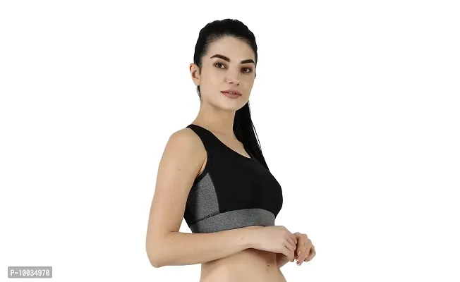 NDLESS SPORTS Polyester Blend Wireless Padded Sports Bra for Yoga, Running, Fitness & Gym Pack of 2 (Black & Bottle Green, M)-thumb4