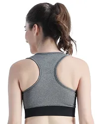Ndless Sports Polyester Blend Wireless Padded Sports Bra for Yoga, Running, Fitness & Gym (Grindel & Black, Medium)-thumb1