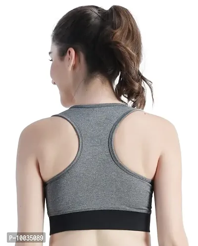Ndless Sports Polyester Blend Wireless Padded Sports Bra for Yoga, Running, Fitness & Gym (Grindel & Black, Medium)-thumb2