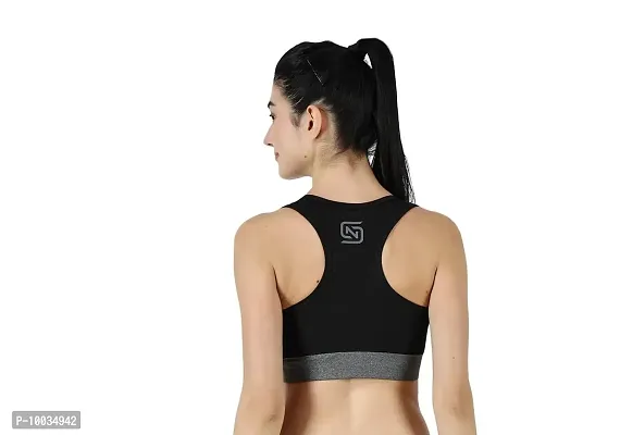 NDLESS SPORTS Polyester Blend Wireless Padded Sports Bra for Yoga, Running, Fitness & Gym Pack of 2 (Black & Light Green, L)-thumb2